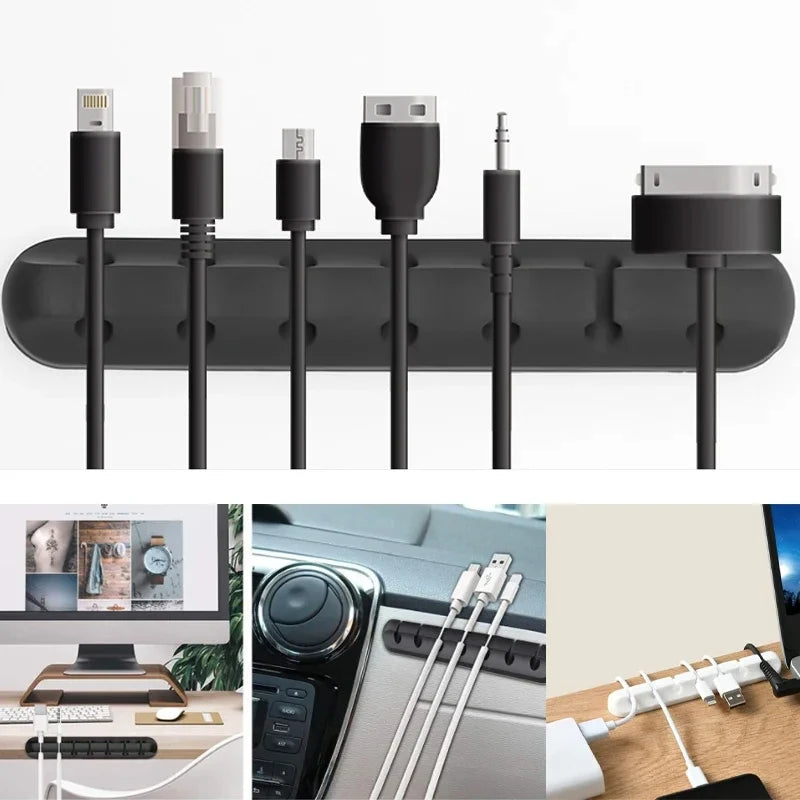 Silicone USB Cable Organizer – Desk Wire Holder & Tidy Clip Set