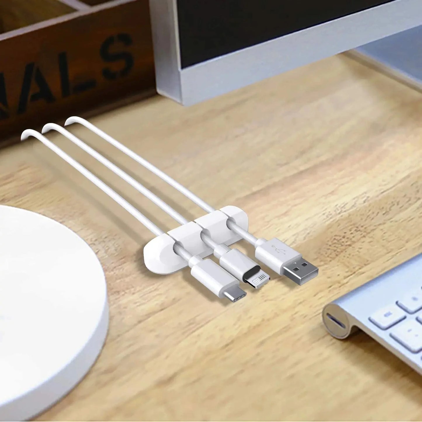 Silicone USB Cable Organizer – Desk Wire Holder & Tidy Clip Set