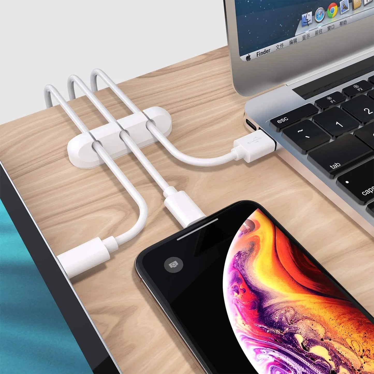 Silicone USB Cable Organizer – Desk Wire Holder & Tidy Clip Set